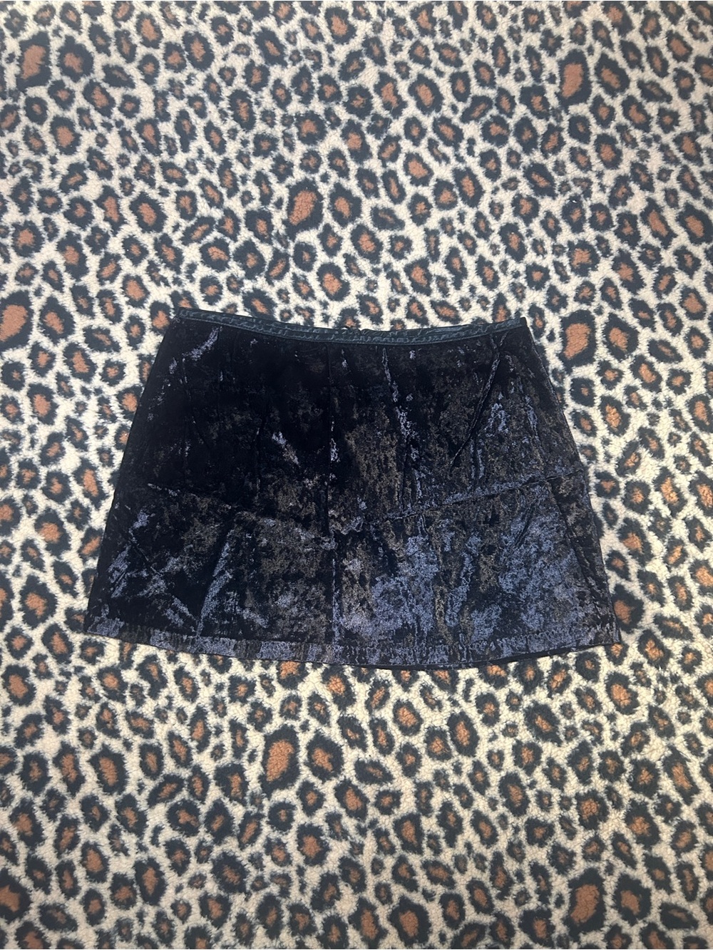 Vintage Black Crushed Velvet Mini Skirt